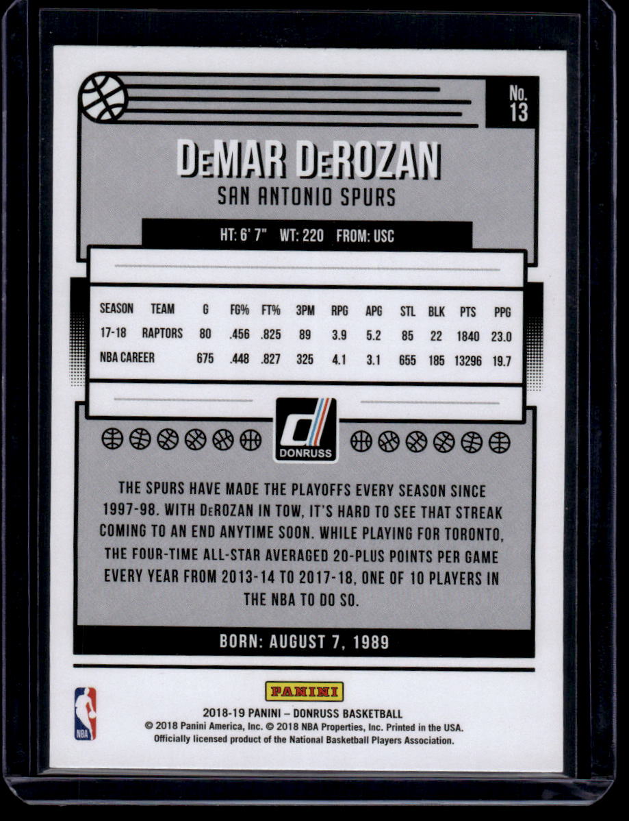 2018-19 Donruss #13 DeMar DeRozan