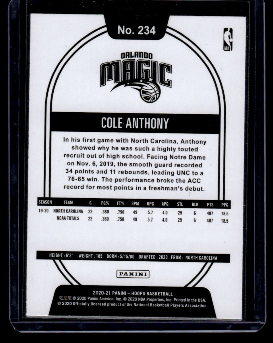 2020-21 Hoops #234 Cole Anthony