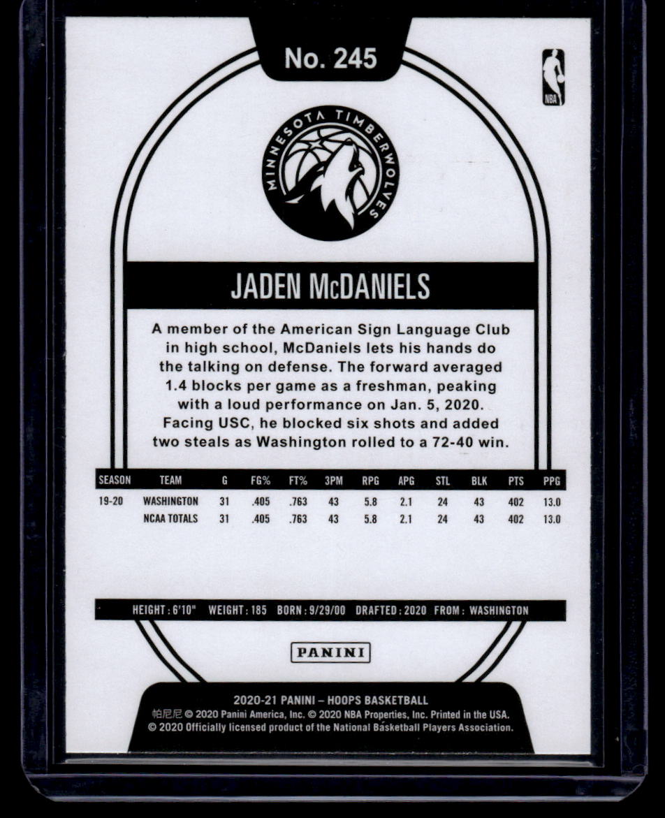2020-21 Hoops #245 Jaden McDaniels