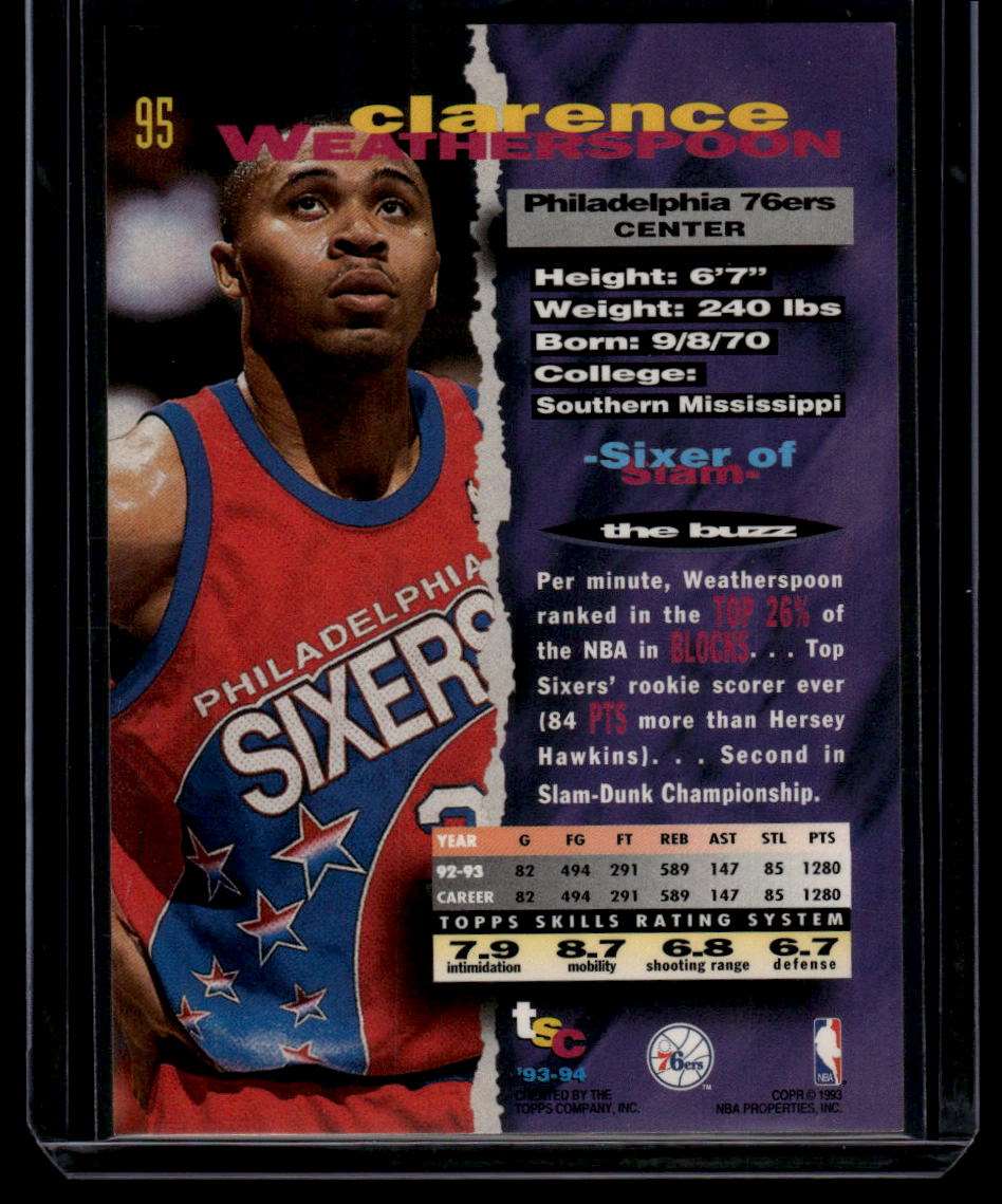 1993-94 Stadium Club #95 Clarence Weatherspoon