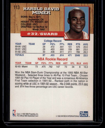 1993-94 Hoops #113 Harold Miner