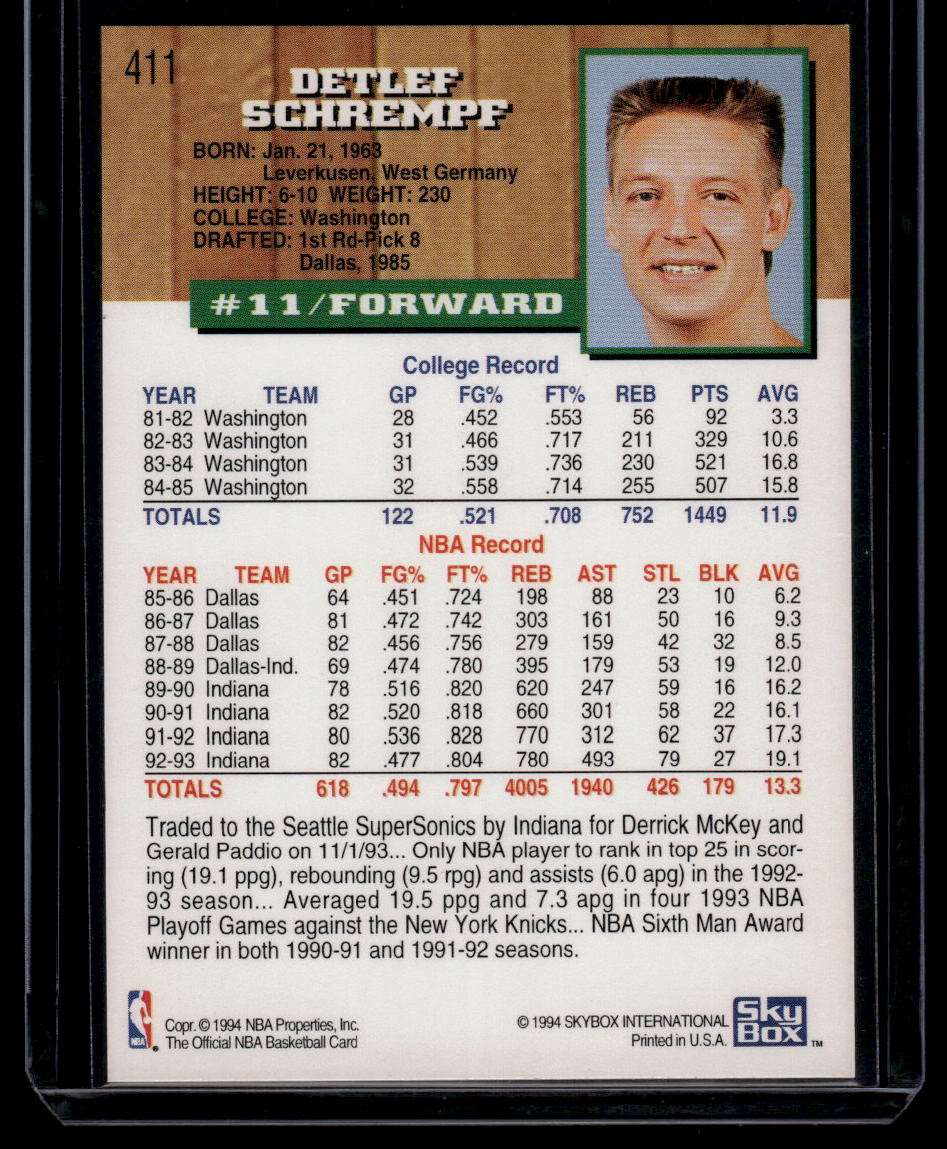 1993-94 Hoops #411 Detlef Schrempf