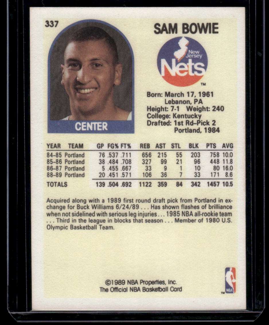 1989-90 Hoops #337 Sam Bowie