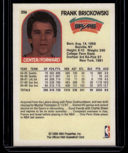 1989-90 Hoops #206 Frank Brickowski