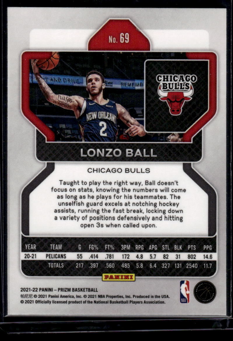 2021-22 Panini Prizm #69 Lonzo Ball