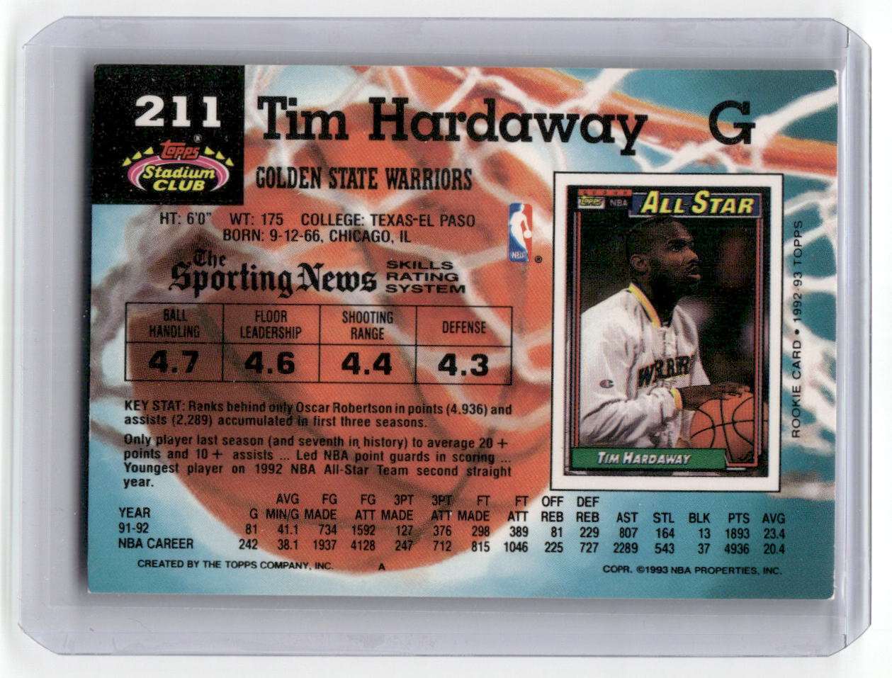 1992-93 Stadium Club #211 Tim Hardaway