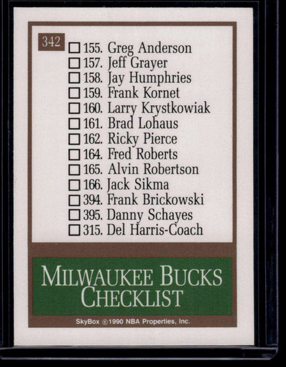 1990-91 SkyBox #342 Milwaukee Bucks