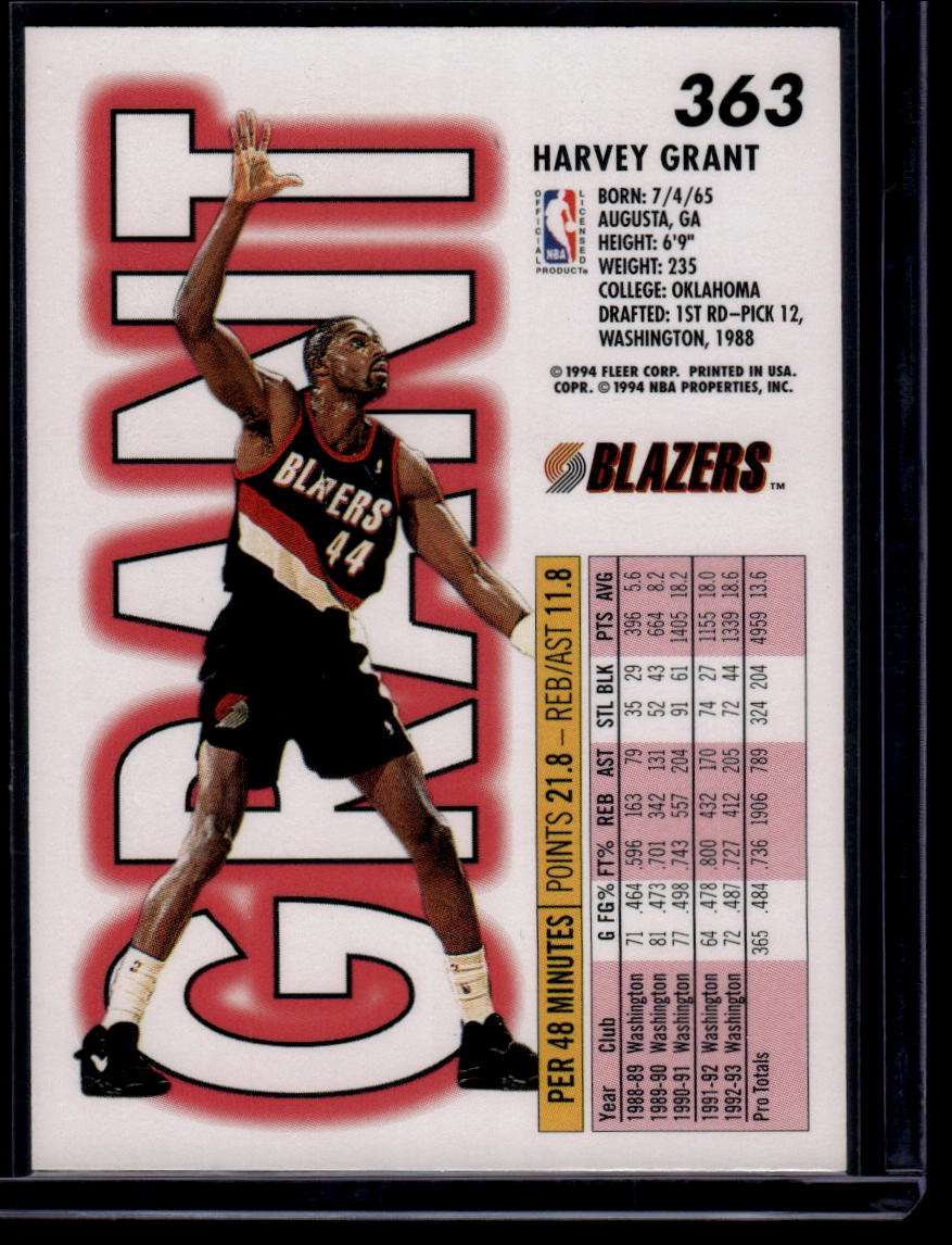 1993-94 Fleer #363 Harvey Grant