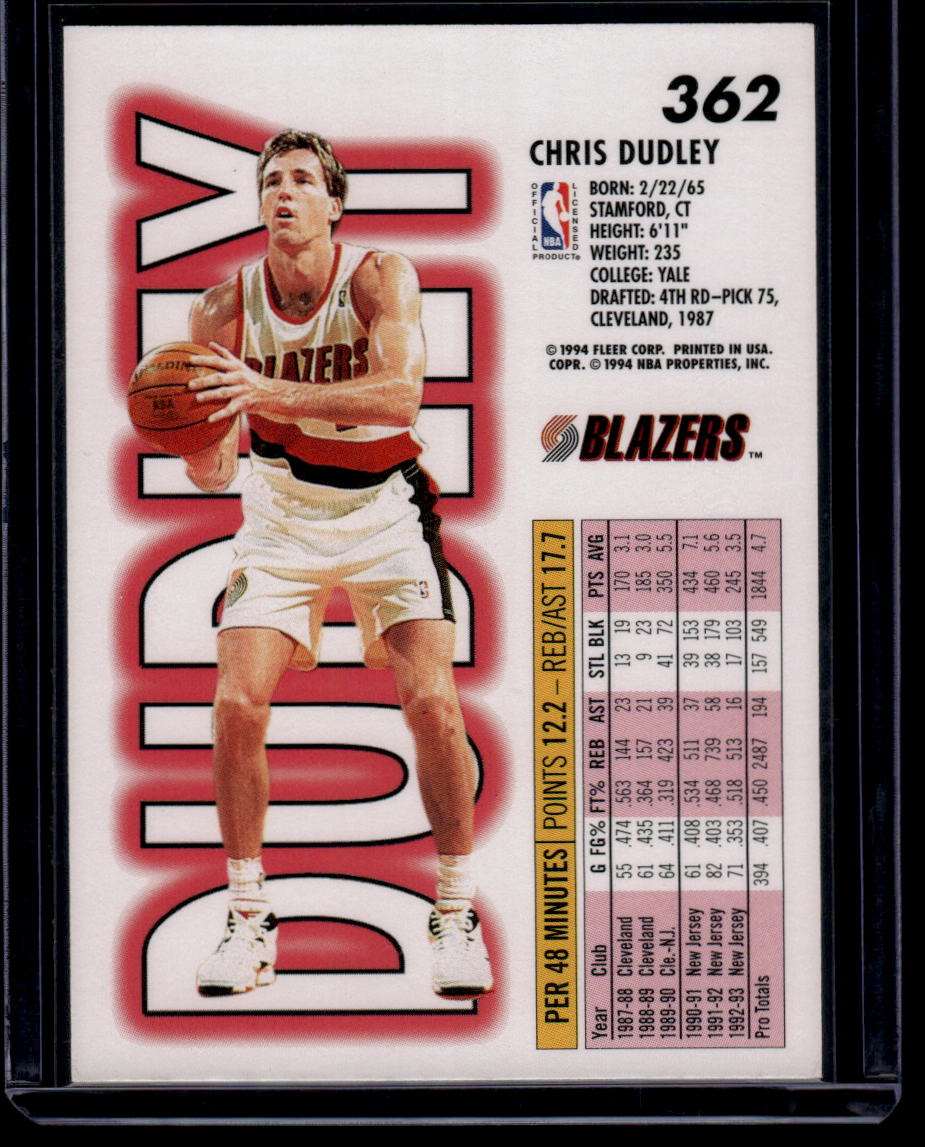 1993-94 Fleer #362 Chris Dudley