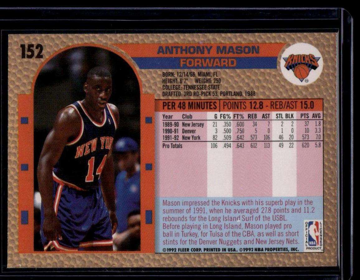 1992-93 Fleer #152 Anthony Mason