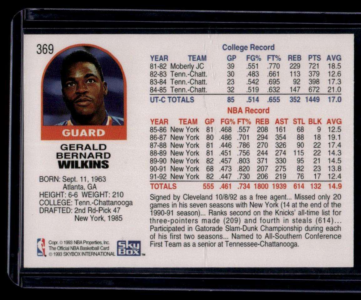 1992-93 Hoops #369 Gerald Wilkins