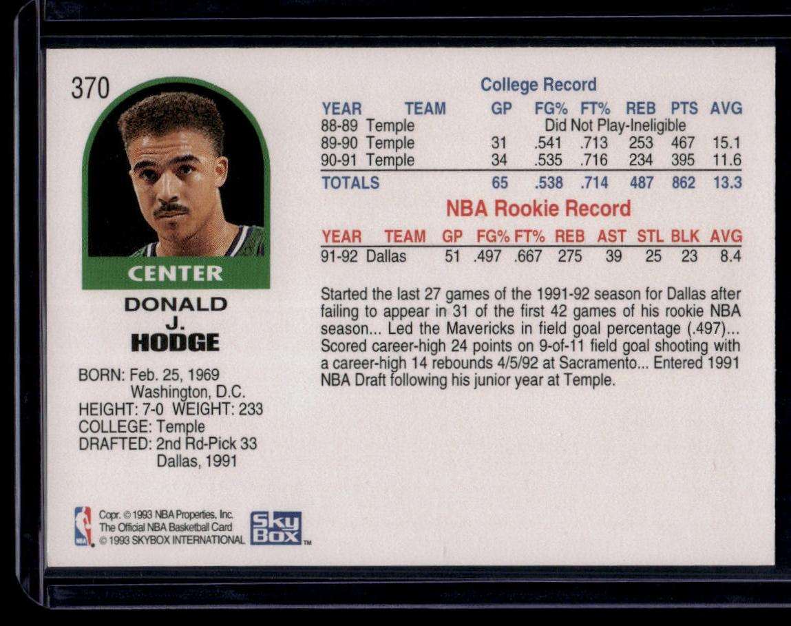 1992-93 Hoops #370 Donald Hodge