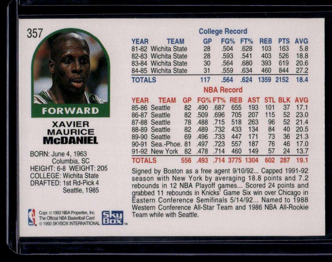 1992-93 Hoops #357 Xavier McDaniel