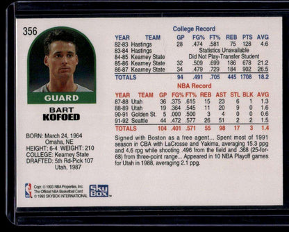 1992-93 Hoops #356 Bart Kofoed