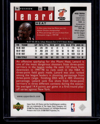 1998-99 UD Choice #76 Voshon Lenard