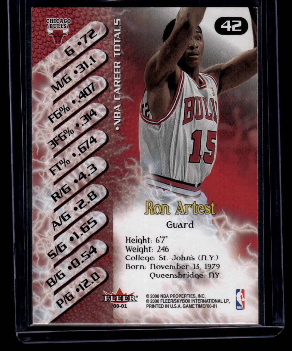 2000-01 Fleer Game Time #42 Ron Artest