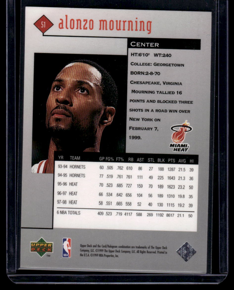 1998-99 Upper Deck Black Diamond #51 Alonzo Mourning