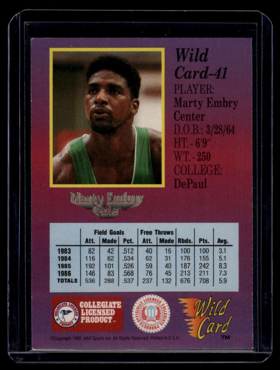 1991-92 Wild Card #41 Marty Embry