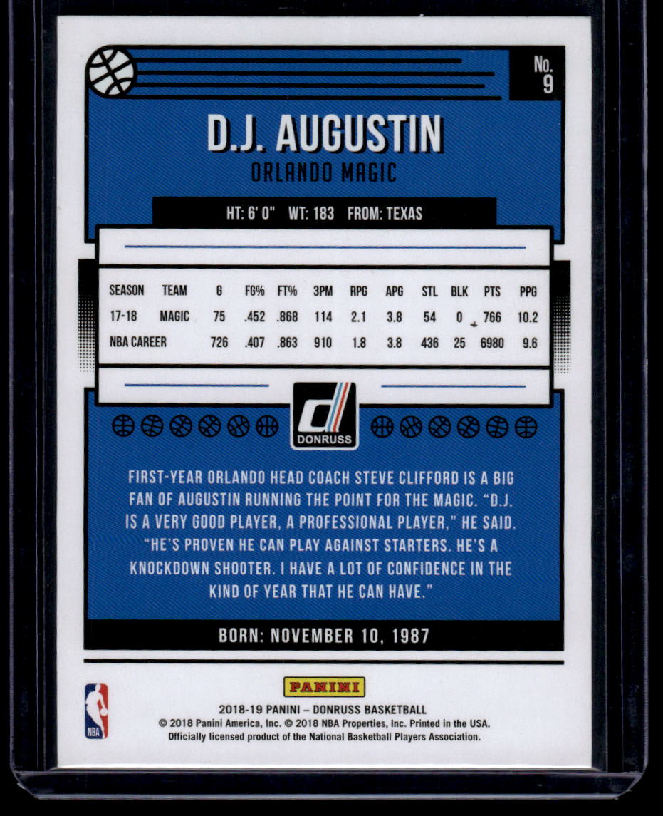 2018-19 Donruss #9 D.J. Augustin