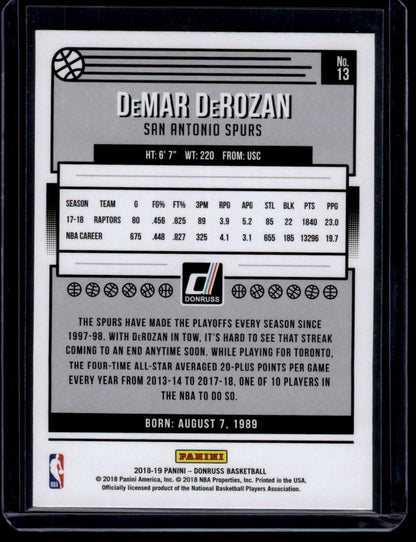 2018-19 Donruss #13 DeMar DeRozan