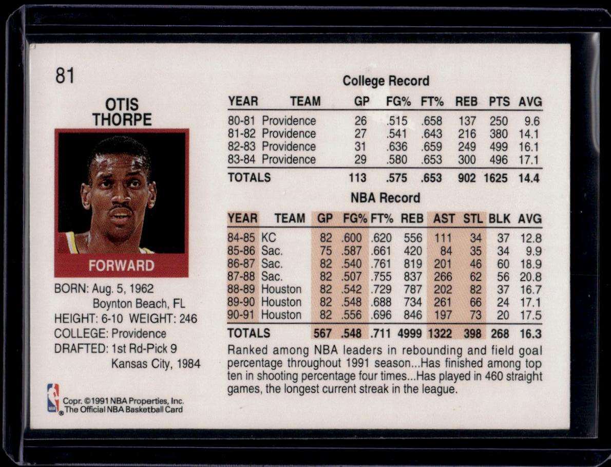 1991-92 Hoops #81 Otis Thorpe