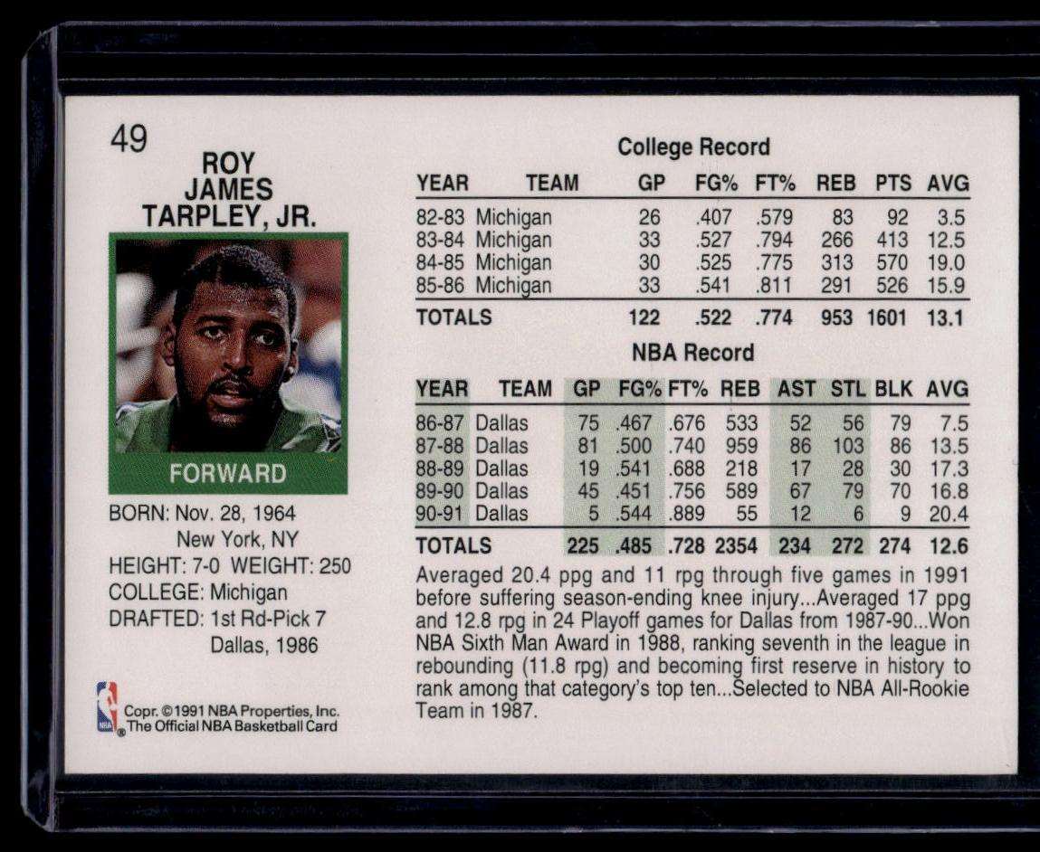 1991-92 Hoops #49 Roy Tarpley