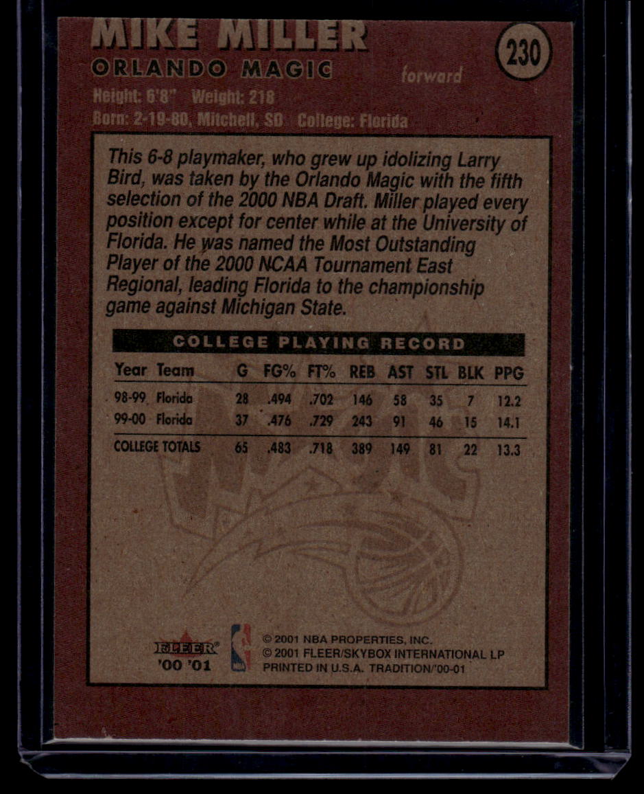 2000-01 Fleer Tradition #230 Mike Miller