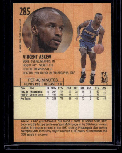 1991-92 Fleer #285 Vincent Askew