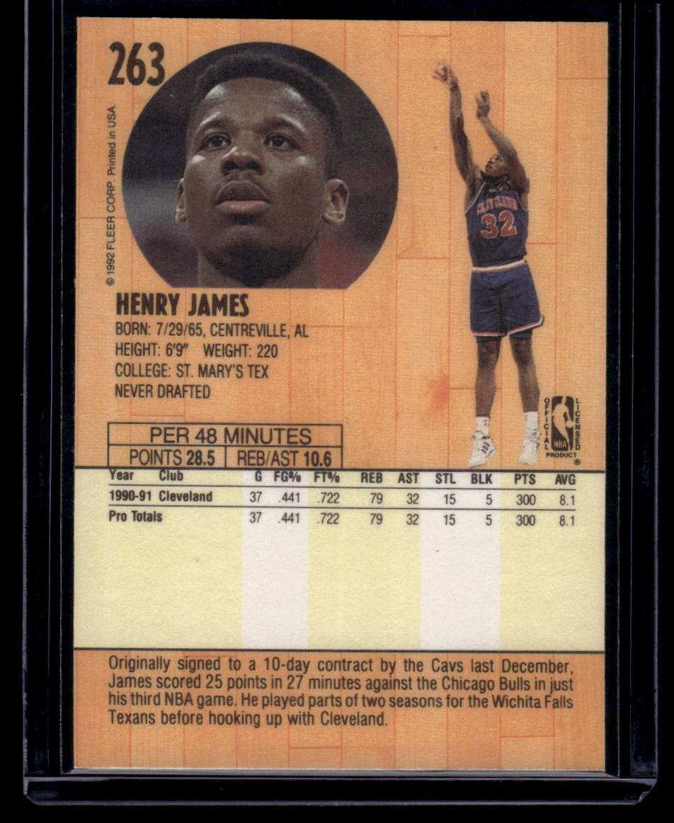 1991-92 Fleer #263 Henry James