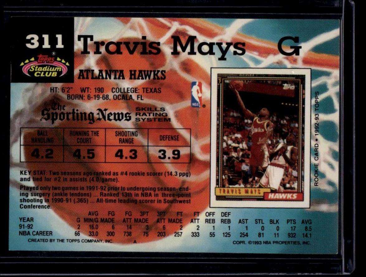 1992-93 Stadium Club #311 Travis Mays