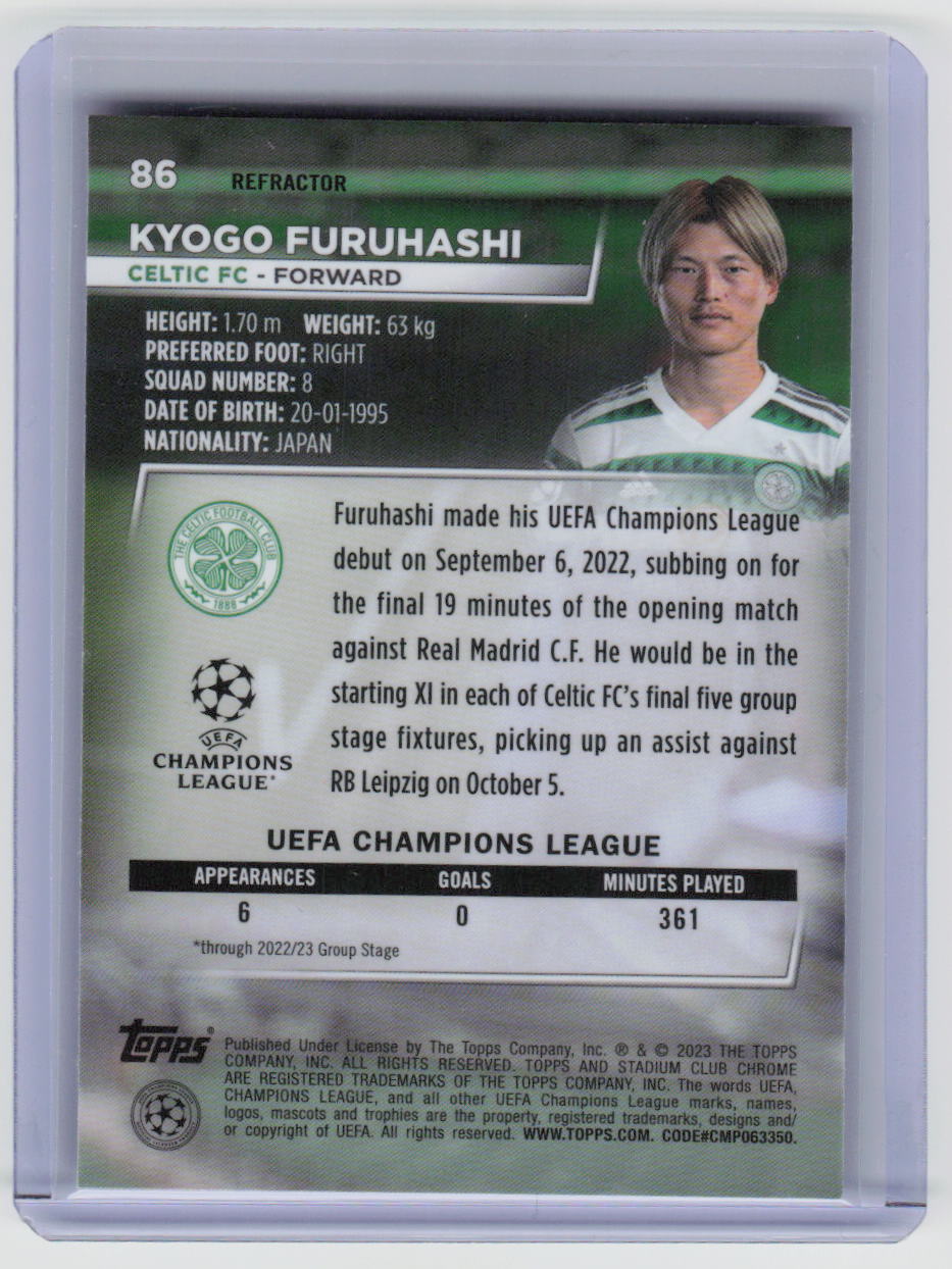 2022-23 Stadium Club Chrome UEFA Club Competitions #86 Kyogo Furuhashi