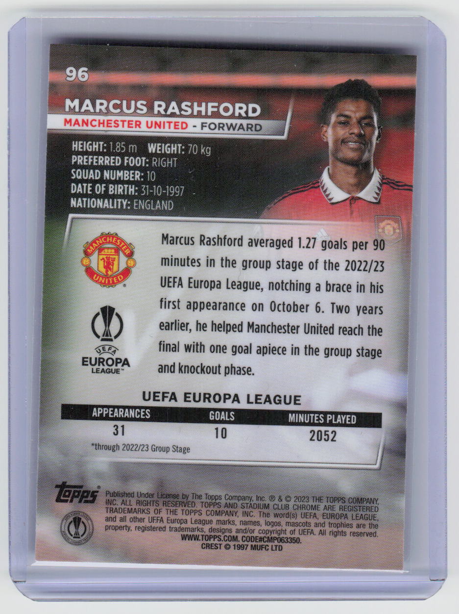 2022-23 Stadium Club Chrome UEFA Club Competitions #96 Marcus Rashford