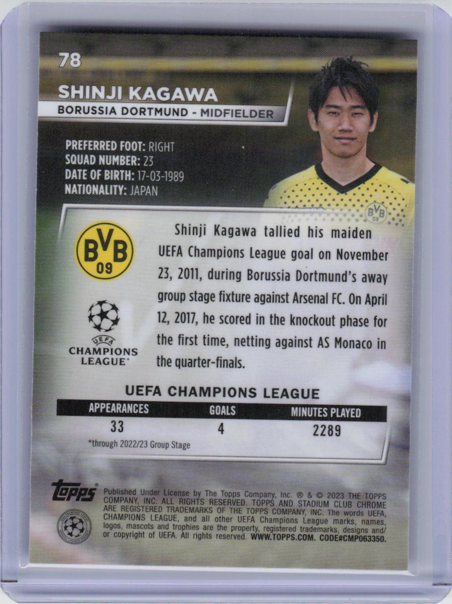 2022-23 Stadium Club Chrome UEFA Club Competitions #78 Shinji Kagawa