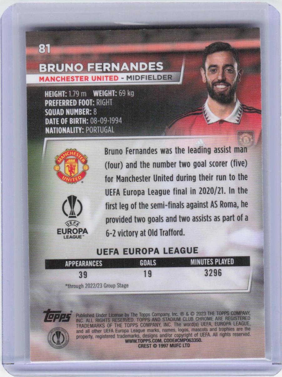 2022-23 Stadium Club Chrome UEFA Club Competitions #81 Bruno Fernandes