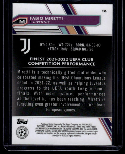 2022-23 Finest UEFA Club Competitions #136 Fabio Miretti