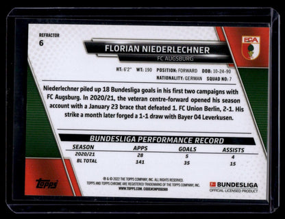 2021-22 Topps Chrome Bundesliga #6 Florian Niederlechner Refractors