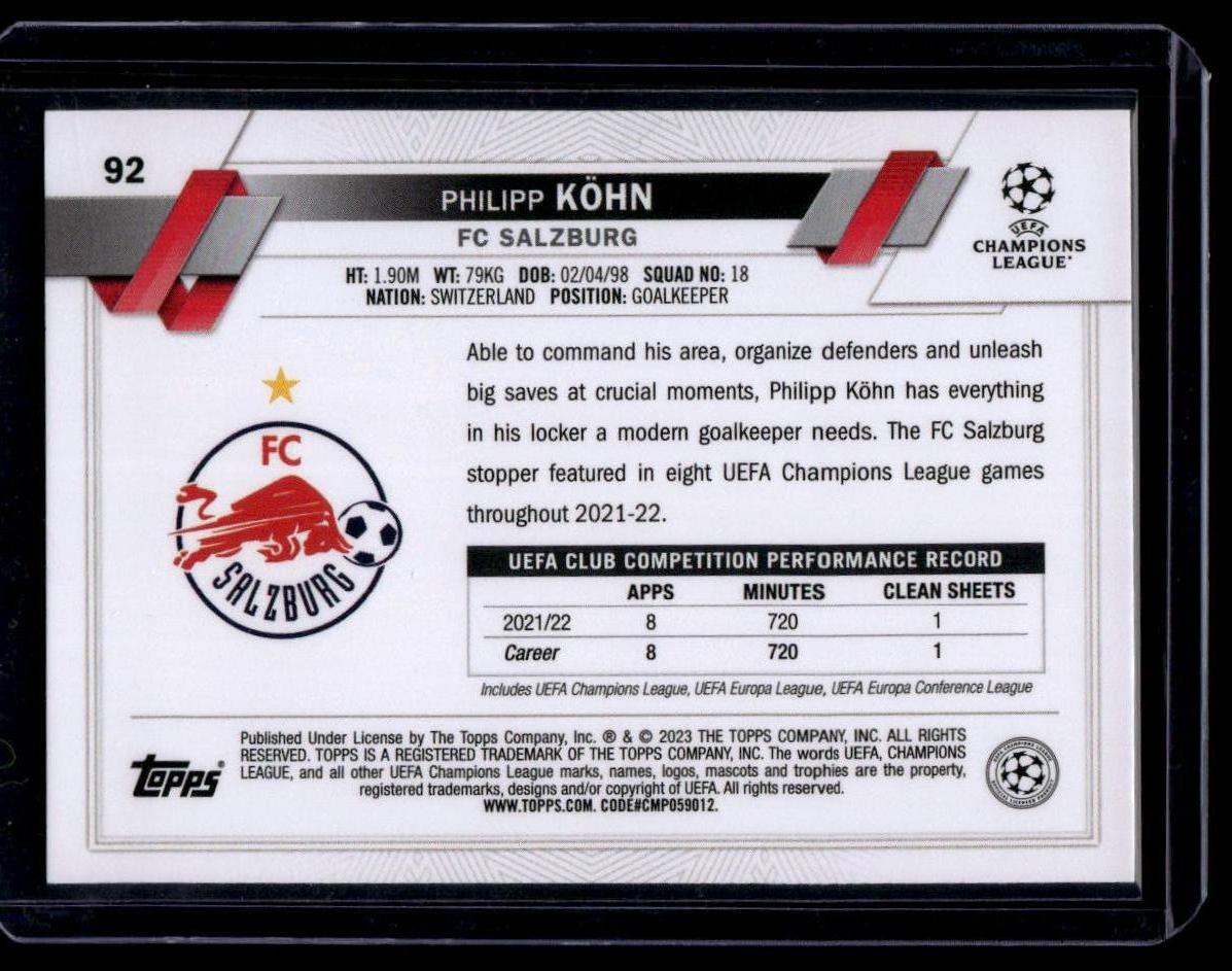 2022-23 Topps UEFA Club Competitions 1st Edition #92 Philipp Köhn