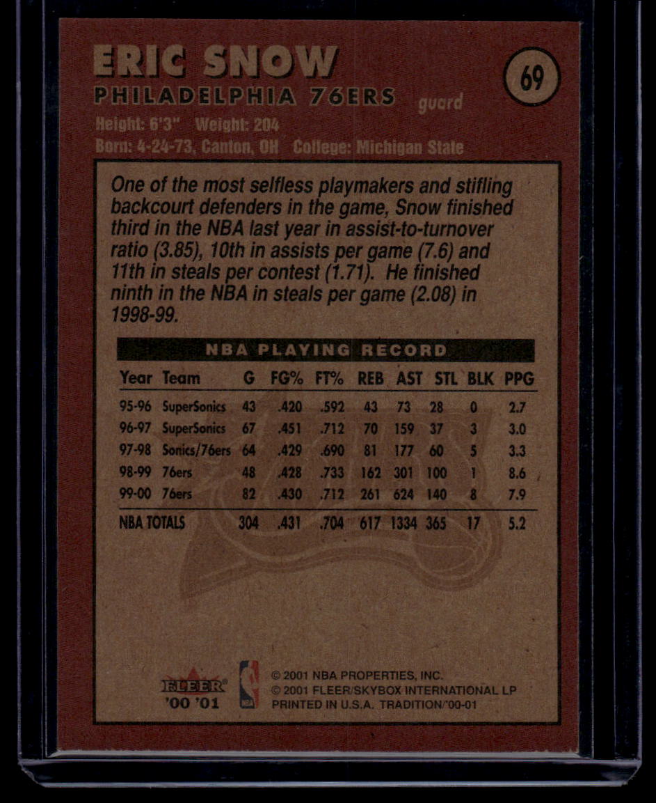 2000-01 Fleer Tradition #69 Eric Snow