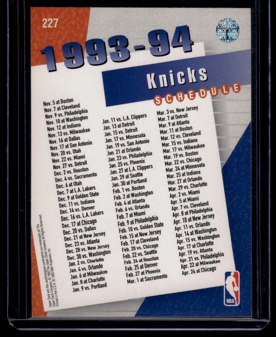 1993-94 Upper Deck #227 New York Knicks