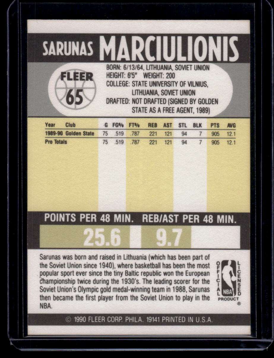 1990-91 Fleer #65 Sarunas Marciulionis