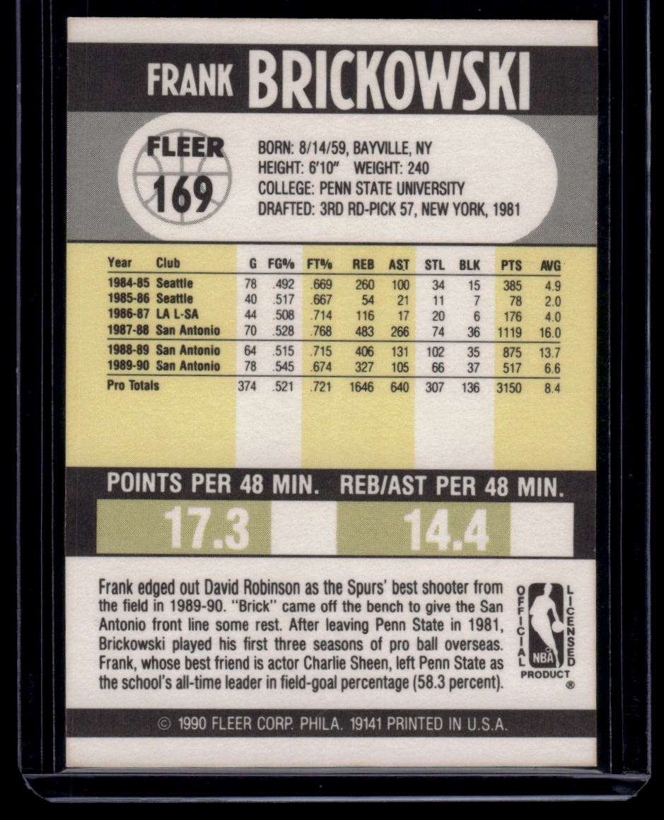 1990-91 Fleer #169 Frank Brickowski