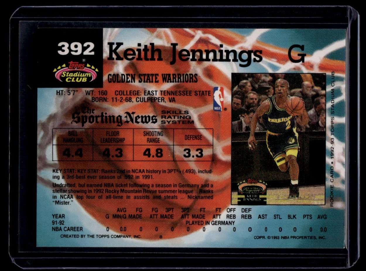 1992-93 Stadium Club #392 Keith Jennings