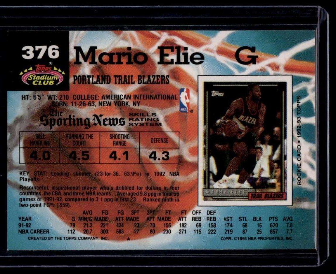 1992-93 Stadium Club #376 Mario Elie