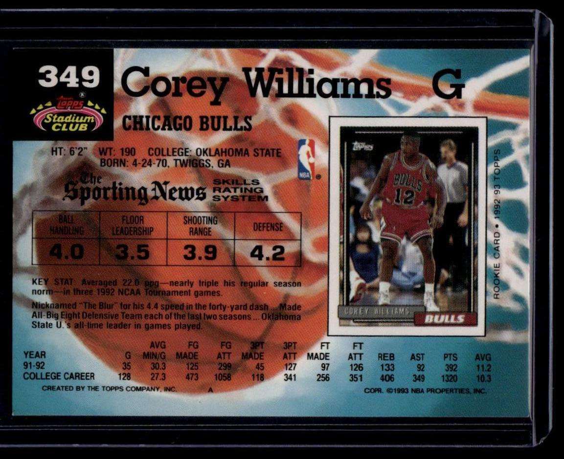 1992-93 Stadium Club #349 Corey Williams