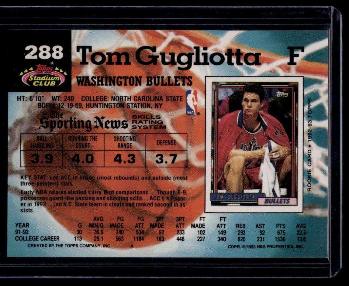 1992-93 Stadium Club #288 Tom Gugliotta