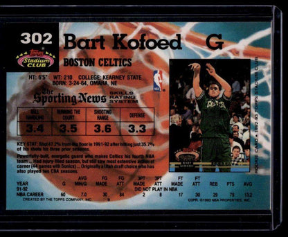 1992-93 Stadium Club #302 Bart Kofoed