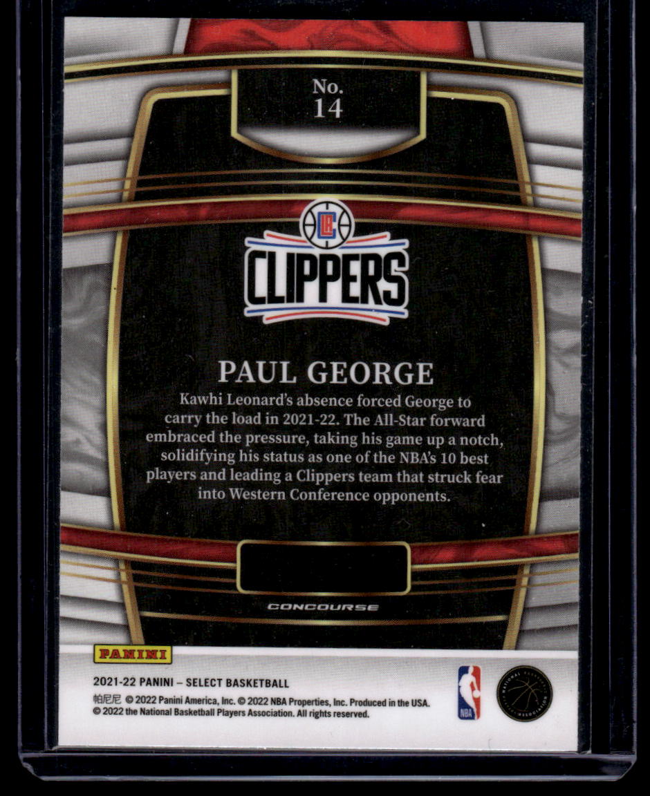 2021-22 Panini Select #14 Paul George Blue (Retail Base)