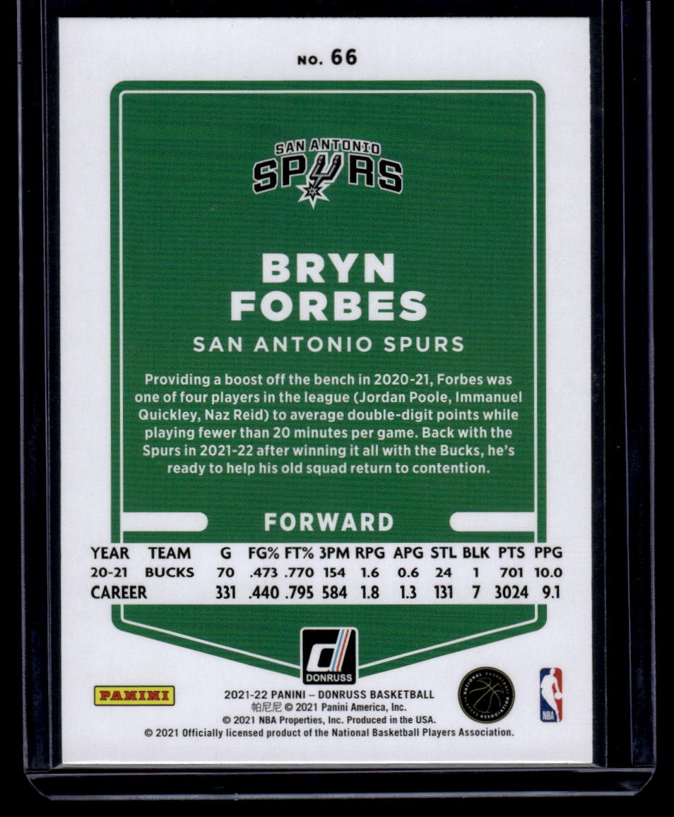 2021-22 Donruss #66 Bryn Forbes