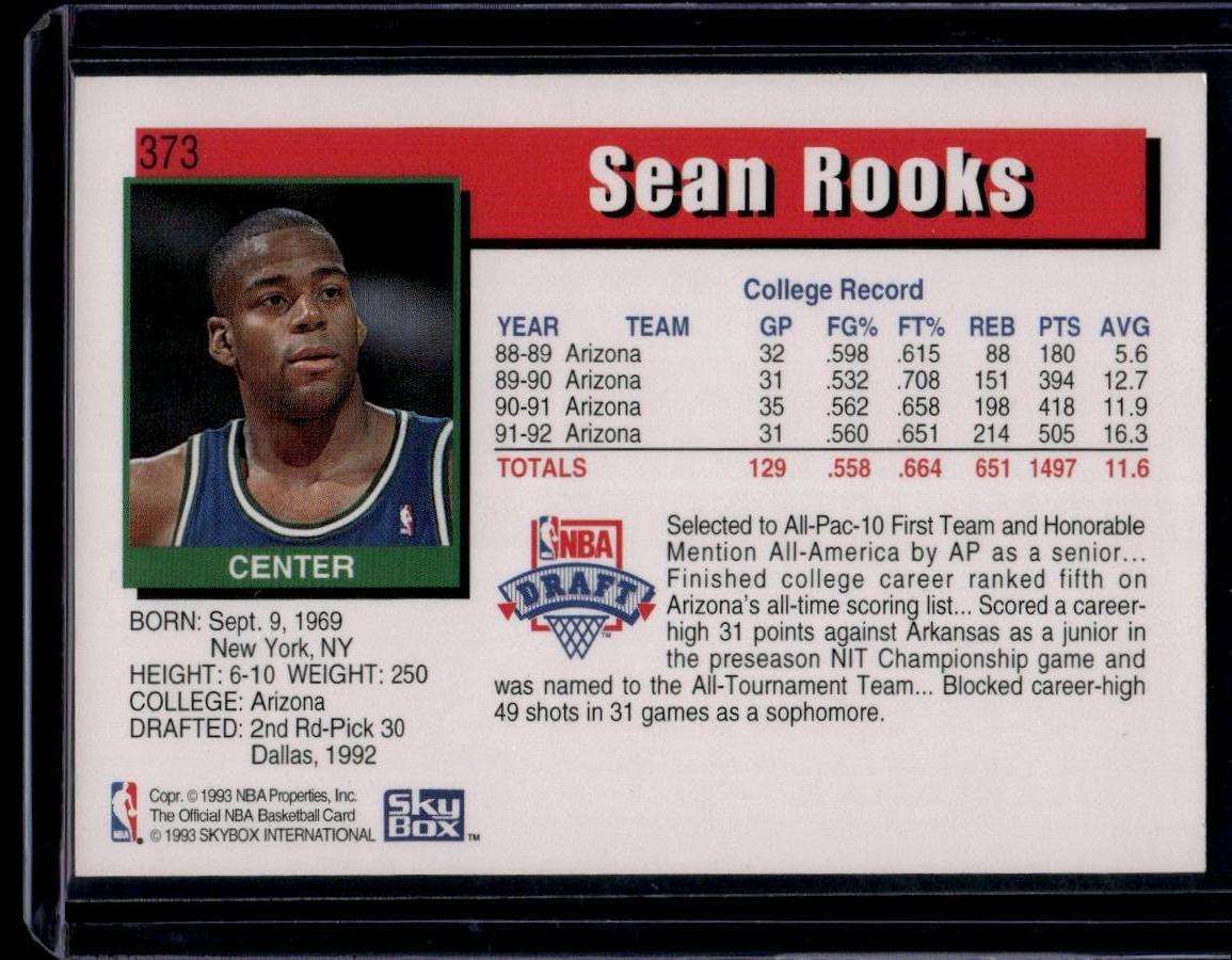 1992-93 Hoops #373 Sean Rooks