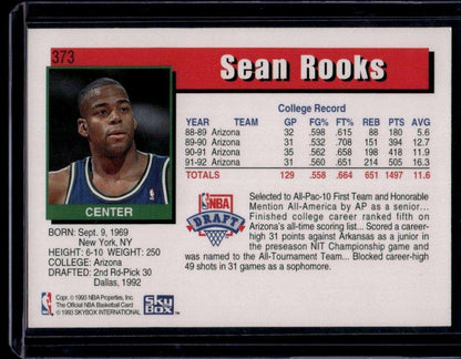 1992-93 Hoops #373 Sean Rooks